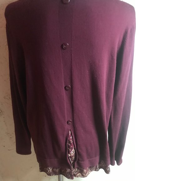 J, Jill Burgundy Oversize Sweater Size L - Picture 3 of 8